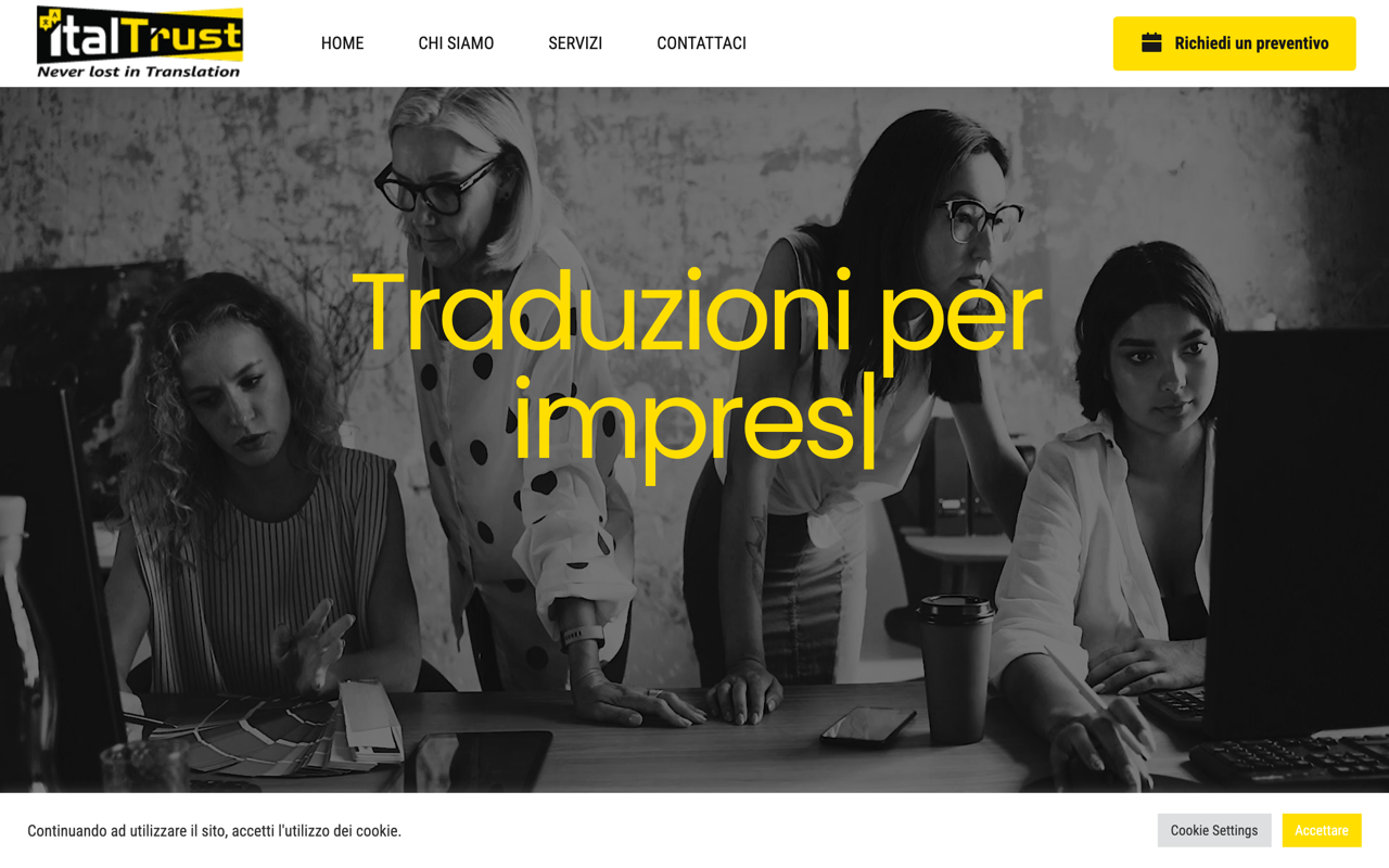 ItalTrust — Website pentru agenție de traduceri în Italia, pregătit pentru redesign cu ofertare automată.